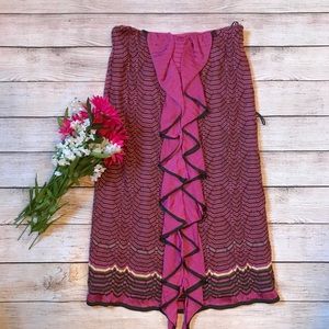 M Missoni Strapless Zig Zag Knit Ruffle Dress 42